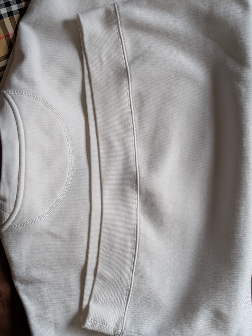 Burberry Nova Check Sleeve Oversized Unisex Sweatshirt White S - Picture 12 of 16